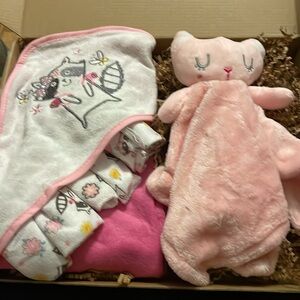 New Baby 1  Raccoon hoodie and wash clothes with Lovie Brush